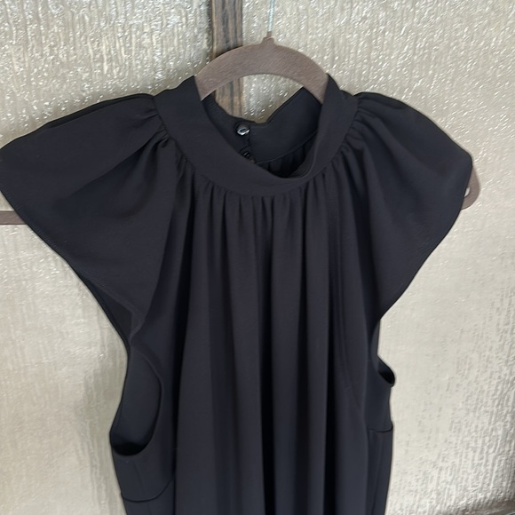 Victoria Beckham black flutter sleeve pocket dress high button neck size 10 - Picture 10 of 12